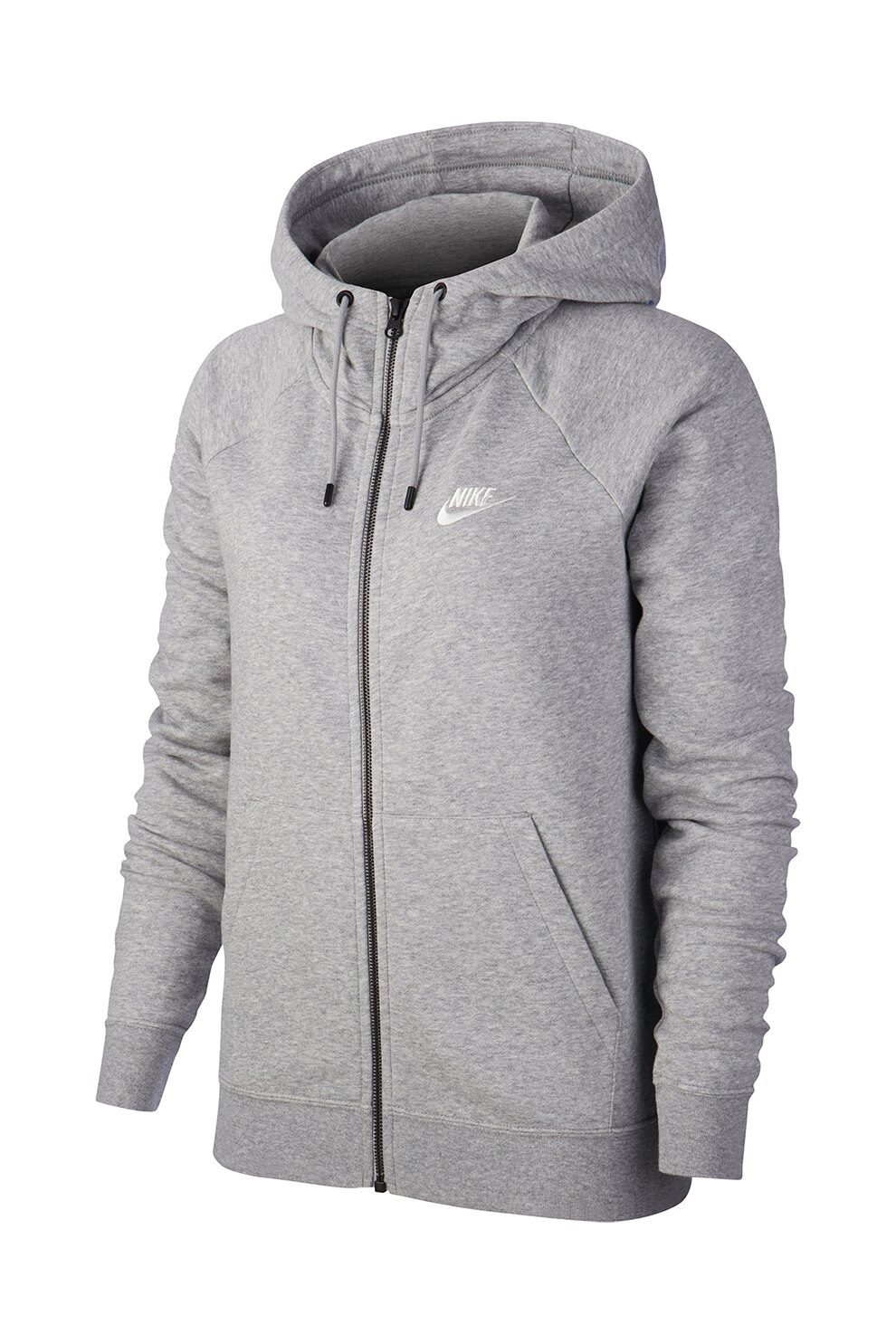 Nike, Hanorac cu fermoar si maneci raglan Essential, Gri melange